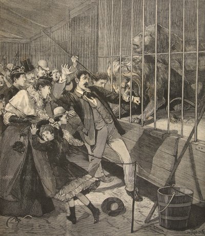 1891年4月12日，来自&39;Le Petit Parisien&39;的动物园里的狮子袭击了一名观众 作者 Beltrand和Clair Guyot，E。Dete
