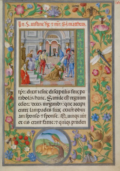 圣朱斯蒂娜殉难。摘自《圣朱斯蒂娜福音书》（CBL W.107，f.65r） 作者 本尼迪托·波多内（Benedetto Bordone）