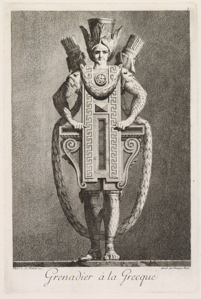 Masquerade à la Grecque: Grenadier à la Grecque Plate 3, 1771. 作者 贝尼尼奥·博西