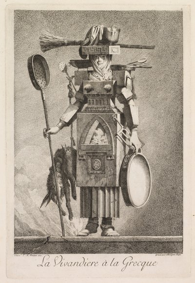 Masquerade à la Grecque: La Vivandière à la Grecque Plate 2, 1771. 作者 贝尼尼奥·博西