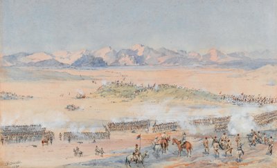1889 年 8 月 3 日，埃及陆军第 9 和第 10 苏丹营在托斯基战役中前进（水彩） 作者 本杰明·多尼索普·阿尔索普·多恩