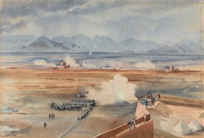 1888 年 12 月 20 日，在苏阿金 Gemazih 成功打击苦行僧之前，英埃驻军苏丹部队的撤离（水彩画） 作者 本杰明·多尼索普·阿尔索普·多恩