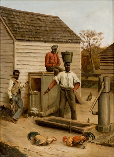 Barnyard Cock Fight，1860 作者 本杰明·J·塞弗兰斯