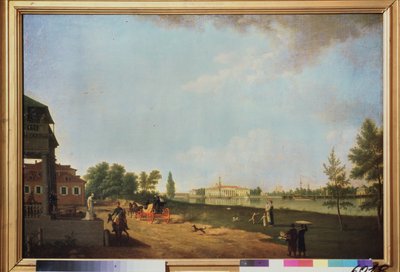 圣彼得堡卡缅尼宫（石岛）景观。本杰明-帕特森（1748-1815 年）的画作，布面油画 作者 本杰明·帕特森