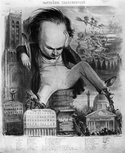维克多·雨果（1802-85）的漫画，来自19世纪的“Le Pantheon Charivarique” 作者 本杰明·鲁博
