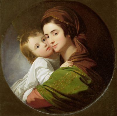 艺术家的妻子伊丽莎白和他们的儿子拉斐尔，约1773年（布面油画） 作者 本杰明·韦斯特