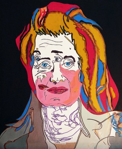 历史上的 50 位重要作家：埃尔弗里德-耶利内克，2015 年（布面油画和丙烯画） 作者 伯努瓦·埃尔万·布歇罗
