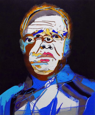 历史上的 50 位重要作家：让-热内，2015 年（布面油画和丙烯画） 作者 伯努瓦·埃尔万·布歇罗