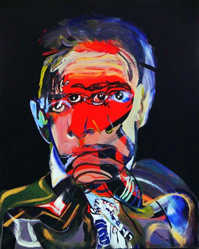 历史上的 50 位主要作家：胡安-鲁尔福，2015 年（布面油画和丙烯画） 作者 伯努瓦·埃尔万·布歇罗