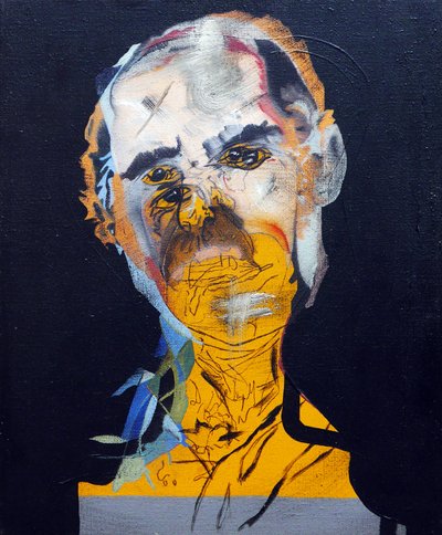 历史上的 50 位主要作家：菲利普-罗斯，2015 年（布面油画和丙烯画） 作者 伯努瓦·埃尔万·布歇罗