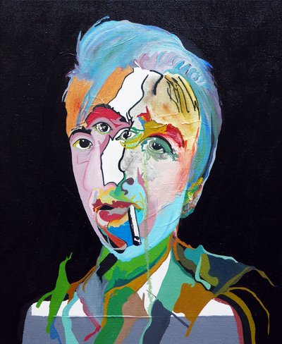 历史上的 50 位主要作家 ：罗兰-巴特，2015 年（布面油画和丙烯画） 作者 伯努瓦·埃尔万·布歇罗