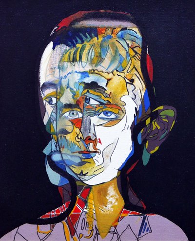 历史上的 50 位主要作家：威廉-福克纳，2015 年（布面油画和丙烯画） 作者 伯努瓦·埃尔万·布歇罗