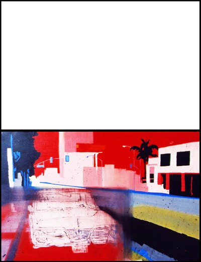 加州地带上的加州汽车，2003 年（两块并列画布上的油彩） 作者 伯努瓦·埃尔万·布歇罗
