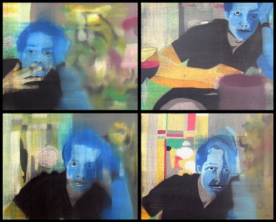 月球上的人》，2003 年（4 幅并列画布上的油画） 作者 伯努瓦·埃尔万·布歇罗