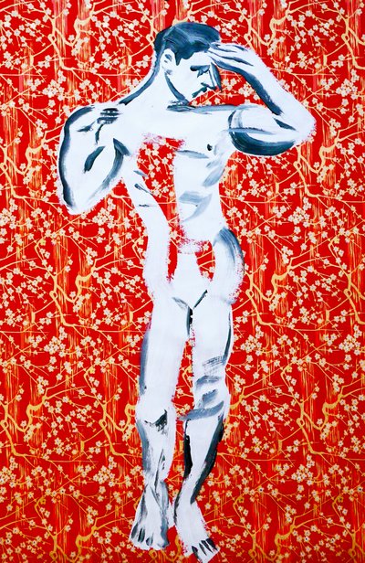 男性 1，2020 年（压克力，丝网印刷日本纸） 作者 伯努瓦·埃尔万·布歇罗
