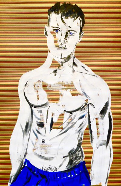 日本男性 7，2020 年（丝网版画日本纸上的丙烯颜料） 作者 伯努瓦·埃尔万·布歇罗