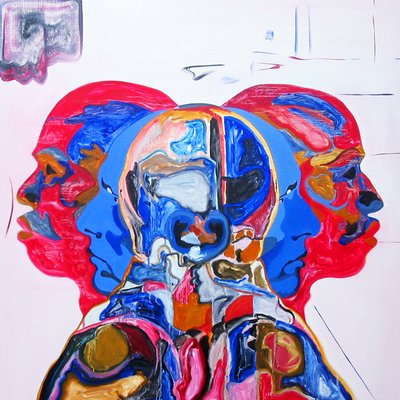 罗伯特-M.和孩子们，2005 年（布面油画） 作者 伯努瓦·埃尔万·布歇罗