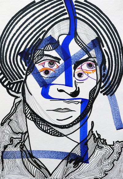 肖像画：夏洛特-勃朗特，2019年（丙烯酸纸张） 作者 伯努瓦·埃尔万·布歇罗