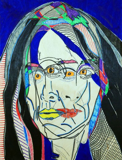 肖像画 ：Fanie Demeule，2019（木板上的油彩和丙烯） 作者 伯努瓦·埃尔万·布歇罗