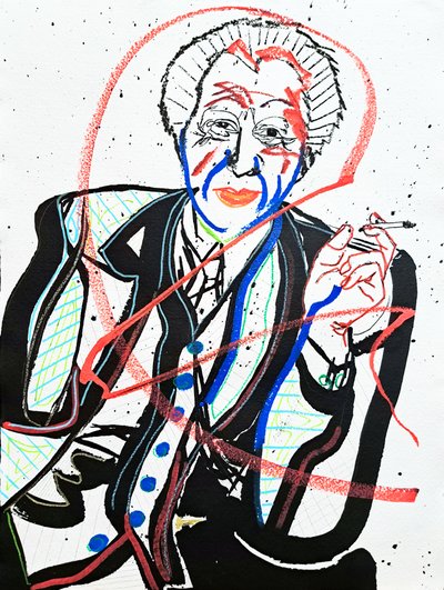 肖像画：弗兰克-劳埃德-赖特，2022 年（丙烯酸纸张） 作者 伯努瓦·埃尔万·布歇罗