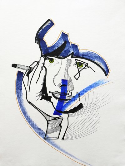 肖像画 ：弗朗索瓦丝-萨根 1，2019 年（丙烯酸纸张） 作者 伯努瓦·埃尔万·布歇罗