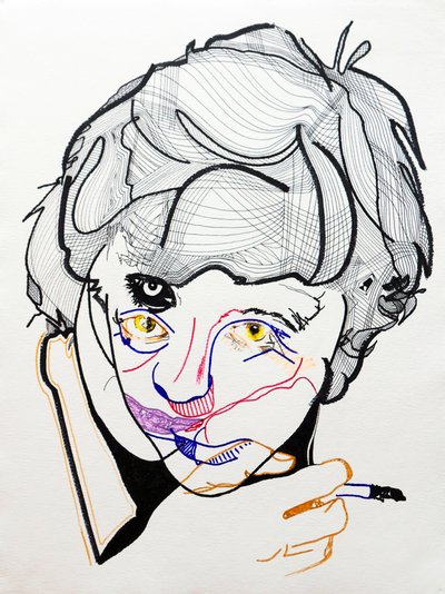 肖像画：弗朗索瓦丝-萨根 2，2019 年（丙烯酸纸板） 作者 伯努瓦·埃尔万·布歇罗
