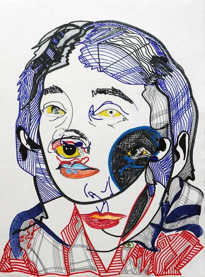 肖像画 ：玛格丽特-杜拉斯 2，2021 年（丙烯酸纸张） 作者 伯努瓦·埃尔万·布歇罗