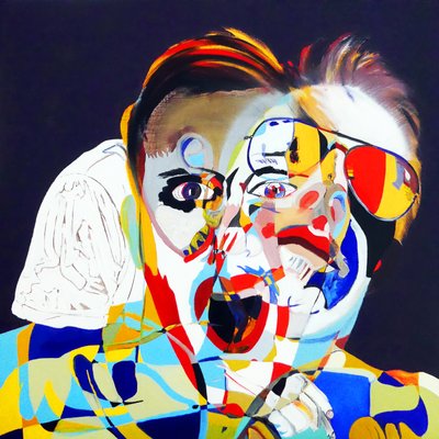 素描：奥利维尔、胡安和我，2019 年（布面油画） 作者 伯努瓦·埃尔万·布歇罗