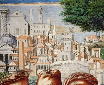罗马城的建筑，《圣奥古斯丁的故事》中的细节 作者 Benozzo di Les di Sandro Gozzoli