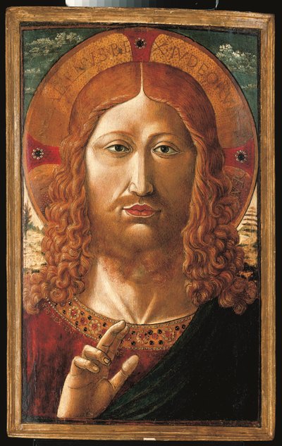 基督的祝福（钢笔画、油彩和金色镶板） 作者 Benozzo di Les di Sandro Gozzoli