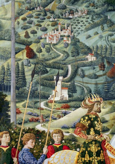 奇妙的风景，细节从教堂的骑士周期旅行，c.1460 作者 Benozzo di Les di Sandro Gozzoli
