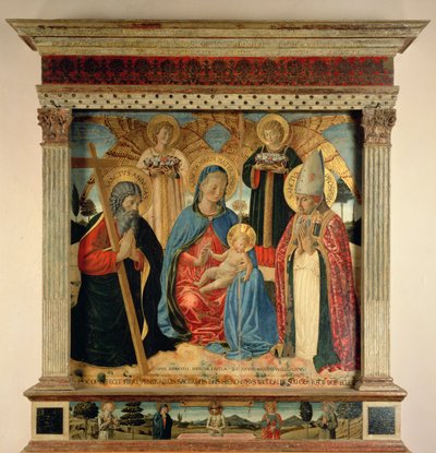 麦当娜和儿童与SS。 Andrew和Prosper，1466（面板上的蛋彩画和金箔） 作者 Benozzo di Les di Sandro Gozzoli