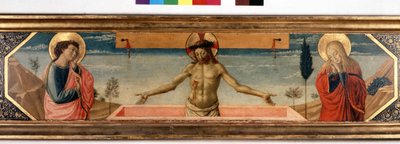 在虔诚和圣徒中与基督同在。Gozzoli Benozzo (1420 - 1497)的画作（细节）。 作者 Benozzo di Les di Sandro Gozzoli