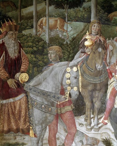 麦琪人的旅程。表现1261至1276年间君士坦丁堡牧首约瑟夫的细节 - 壁画 作者 Benozzo di Les di Sandro Gozzoli