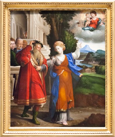 圣母玛利亚向奥古斯都和西比拉显现（布面油画） 作者 Benvenuto Tisi da Garofalo