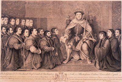 亨利八世国王被跪着的人包围着，1736年 作者 伯纳德·巴伦