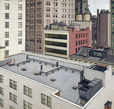 纽约的屋顶，约 1930 年（布面油画） 作者 Bernard Boutet de Monvel