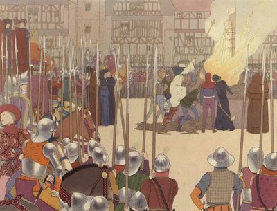 焚烧圣女贞德（彩色平版印刷） 作者 Bernard Boutet de Monvel