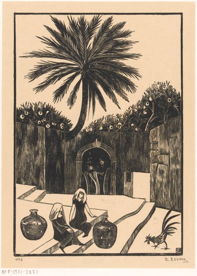 西西里岛陶尔米纳有台阶的街道 作者 Bernard Essers（艺术家签名）