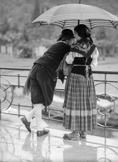 撑伞的年轻夫妇，意大利 作者 伯纳德·罗杰斯