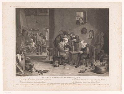 客栈内部与玩牌人物
Les Francs Maçons Flamands en Loge（物上标题） 作者 伯纳德·弗朗索瓦·莱皮西