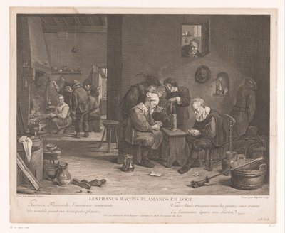 客栈内部与玩牌人物
Les Francs Maçons Flamands en Loge（物上标题） 作者 weduwe François Chéreau (I)