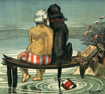 我和杰克1884年在Puck杂志上发表，（彩色石版画） 作者 伯纳德·吉拉姆