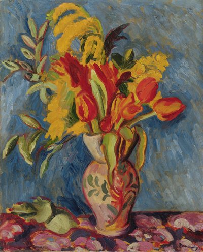 Still Life with Flowers in a Jug, c.1920 (oil on canvas) 作者 伯纳德·梅宁斯基