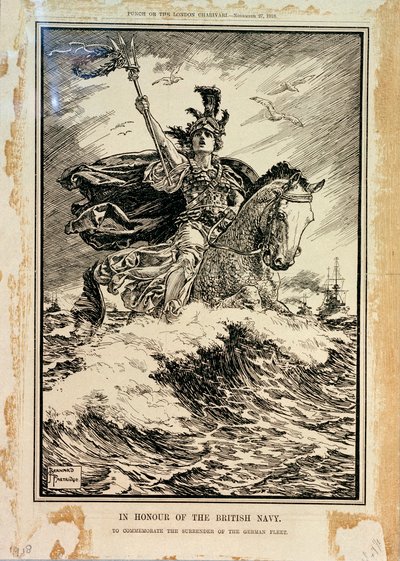 向英国海军致敬纪念德国舰队投降。1918 年 11 月 27 日《冲锋报》封面 作者 伯纳德·帕特里奇