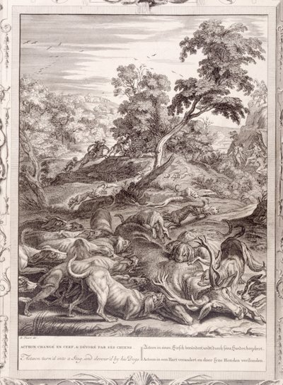 1731年，Actaeon成了一只雄鹿并被他的猎犬吞噬 作者 伯纳德·皮卡特