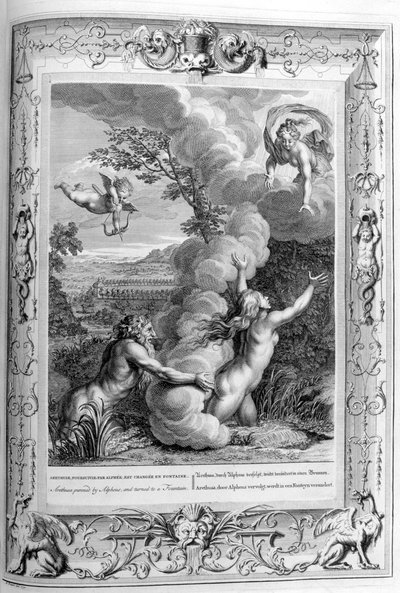 阿雷修斯（Arethusa）被Alpheus追逐并变成了喷泉，1733年 作者 伯纳德·皮卡特