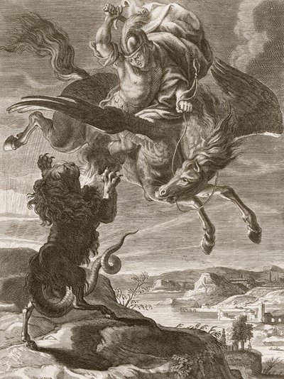 Bellerophon战斗Chimaera，1731年 作者 伯纳德·皮卡特