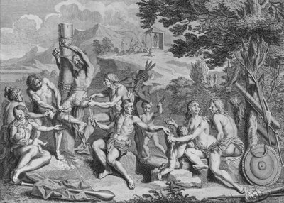 俘虏被安蒂斯牺牲，1723年。 作者 伯纳德·皮卡特