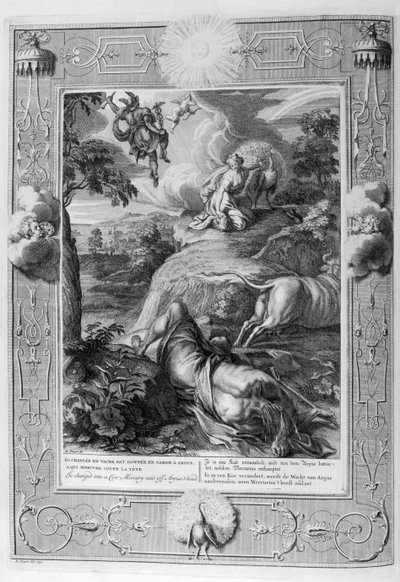 Lo, the daughter of Inachus, and lover of Zeus, was turned into a cow (engraving) 作者 伯纳德·皮卡特